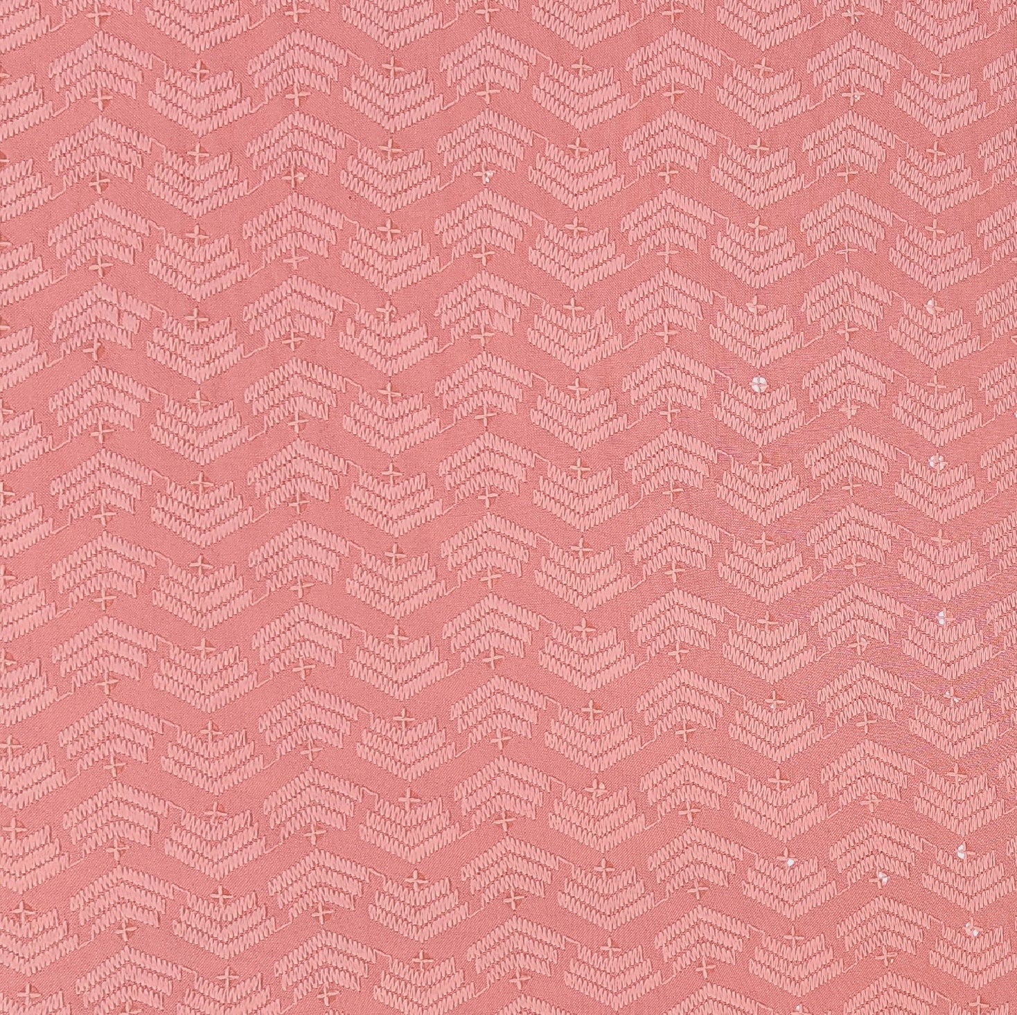 Kurta Fabric ManTire Designer Rayon Lucknowi Chikankari with Sequin Work Colour Salmon Pink
